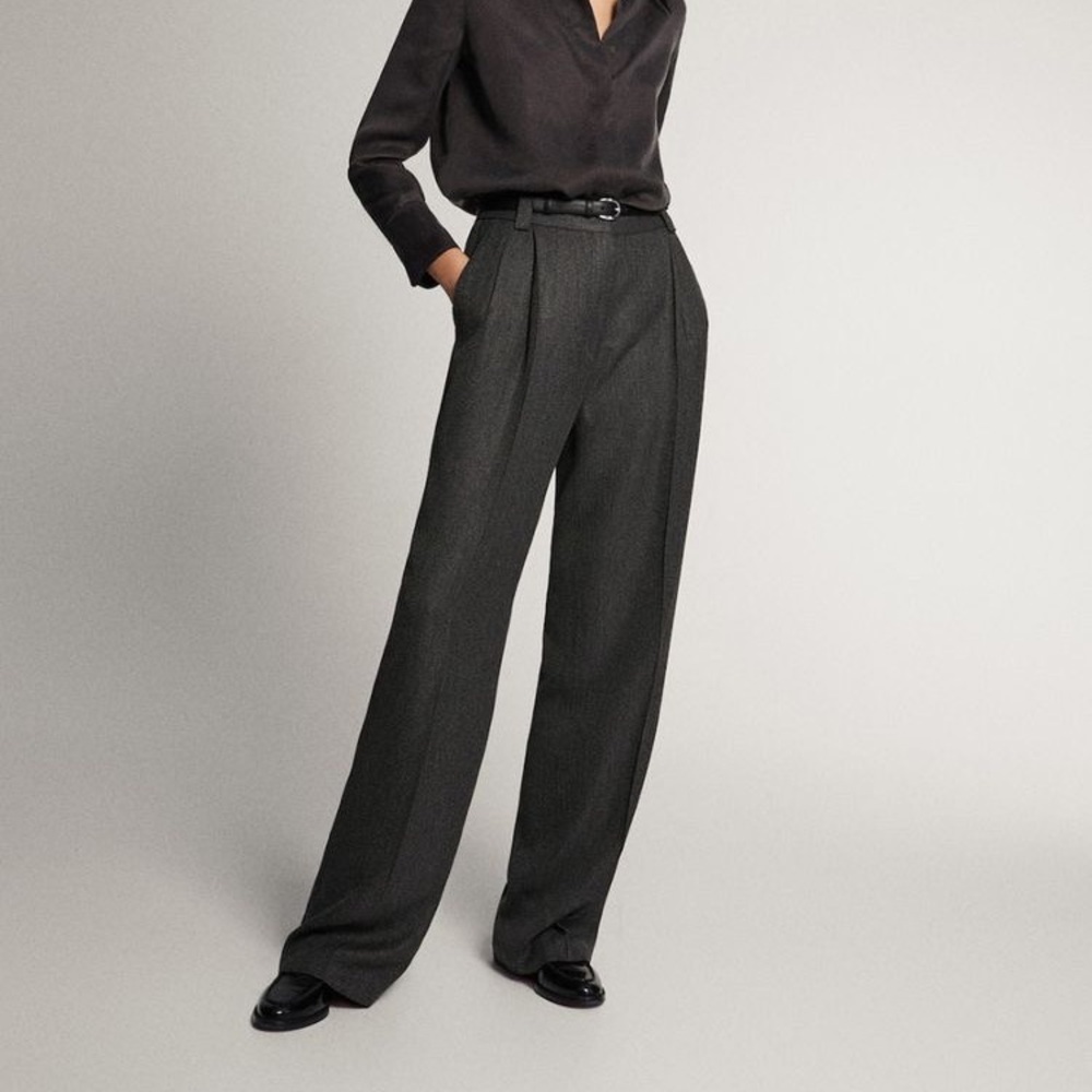 NWOT Massimo Dutti Straight Fit Herringbone Trousers